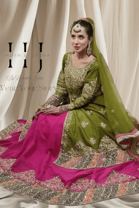 Pink & Green Lehenga