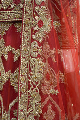 Antique Crimson Majesty Lehenga – Noorangi – Net
