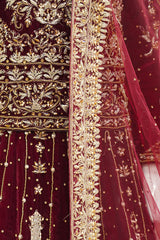 Royal Maroon Velvet Elegance Lehenga – Noorangi – Velvet