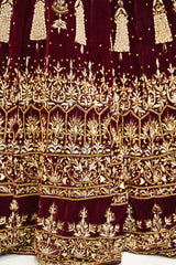 Royal Maroon Velvet Elegance Lehenga – Noorangi – Velvet