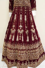 Royal Maroon Velvet Elegance Lehenga – Noorangi – Velvet