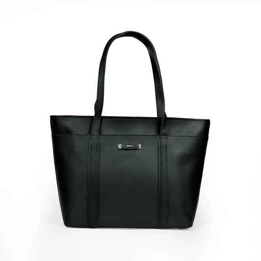 Classic Black Women’s Tote Bag – Stylish Leather-Look Handbag