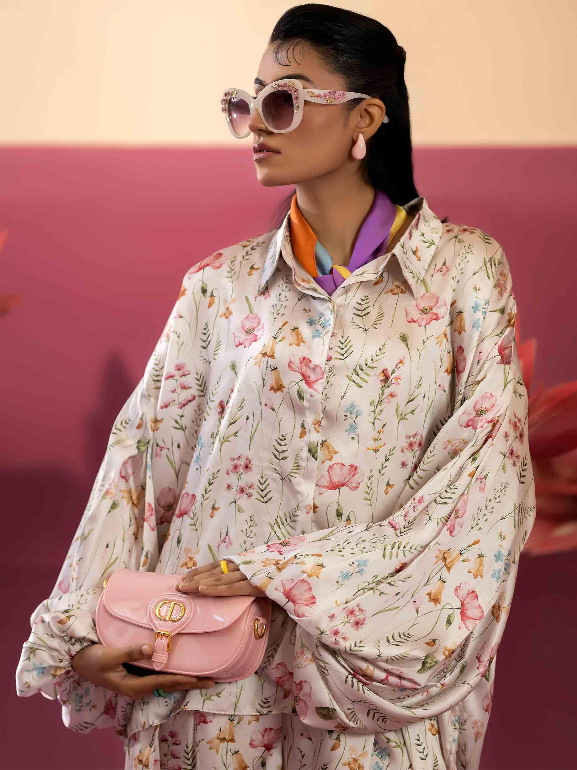 2 PIECE - EMBELLISHED SILK SUIT - Rabazka