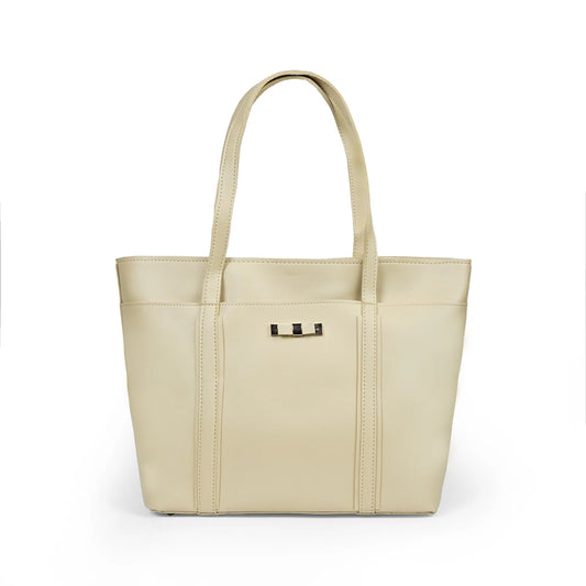 Elegant Beige Women’s Tote Bag – Neutral Leather-Look Handbag