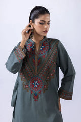 Teal Blue Embroidered 2-Piece Suit – Premium Collection by Lalazar