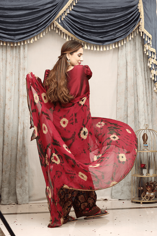 Metallic Red Shalwar Kurta