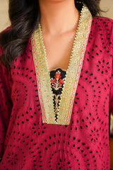 Petalfume – A Timeless Black & Maroon Ensemble from the Floral Whisper Collection