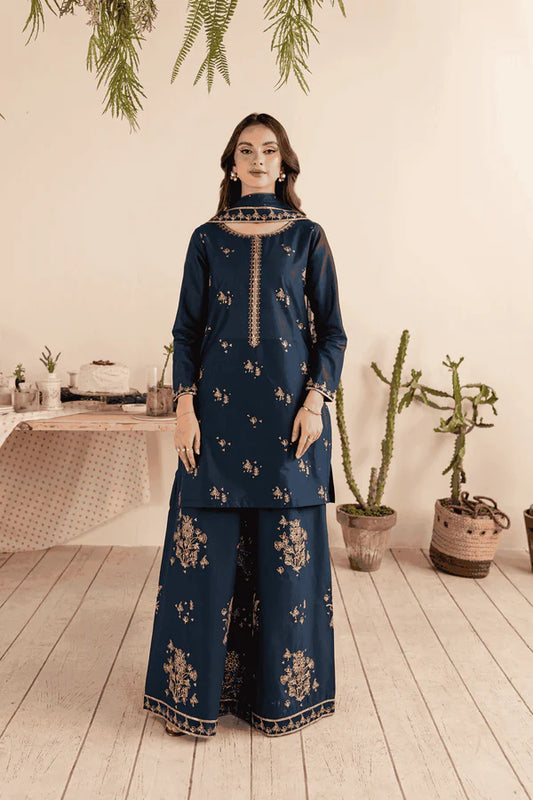 Albus Percival 3Pc - Embroidered Dhanak Dress
