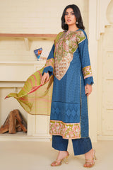 Lush Aura – A Mesmerizing Teal Blue Ensemble from the Floral Whisper Collection