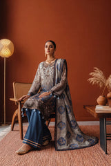 Blue and Off-White / Cream Shaded Embroidered Ensemble