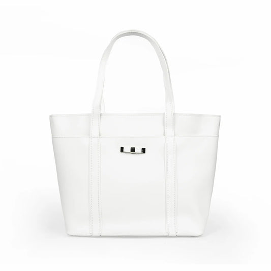 Elegant White Women’s Tote Bag – Minimal Leather-Look Handbag for Modern Style