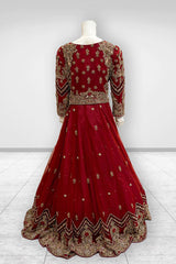 Antique Crimson Majesty Lehenga – Noorangi – Net