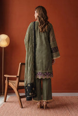 Olive Muse – Deep Olive Green & Magenta Embroidered Ensemble