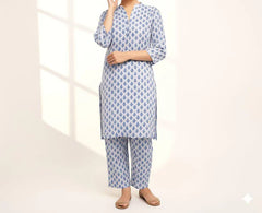 Blue Printed Lawn Coord Set