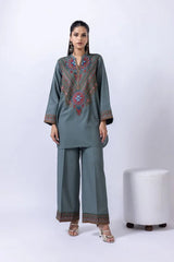 Teal Blue Embroidered 2-Piece Suit – Premium Collection by Lalazar