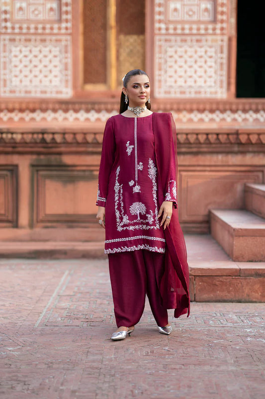 SF-264 | Embroidered Korean Raw Silk 3Pcs | Luxury Formal