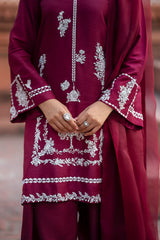 SF-264 | Embroidered Korean Raw Silk 3Pcs | Luxury Formal