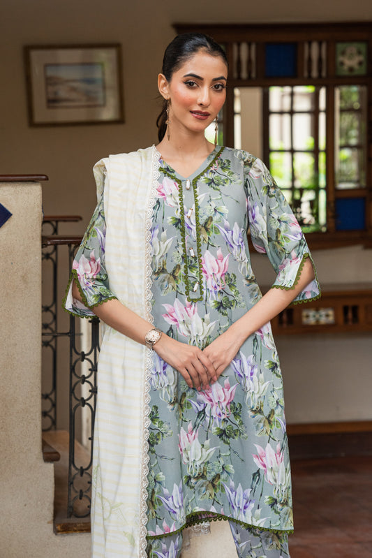 Jahan Ara - Insignia Green (2Pcs-Unstitched)