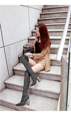 Sexy Slim Over-the-Knee High Heel Knee High Boots Women Long Boots Metal Heel Shoes