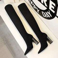 Sexy Slim Over-the-Knee High Heel Knee High Boots Women Long Boots Metal Heel Shoes