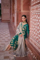 SF-268 | Embroidered & Hand-Embellished Pure Raw Silk 3Pcs | Luxury Formal