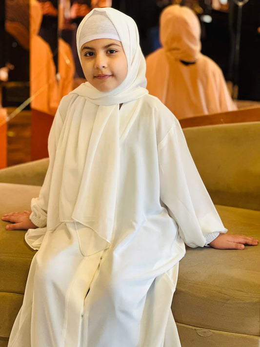 Kids Basic White Abaya-255