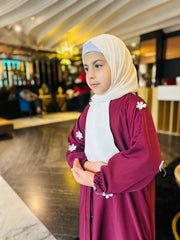 Kids Mehroon floral Abaya-252
