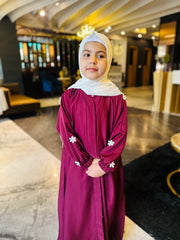 Kids Mehroon floral Abaya-252