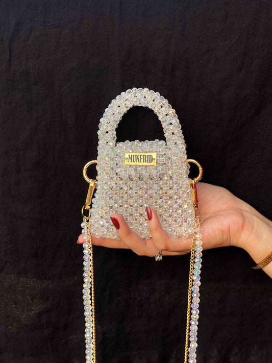 Crystal Mini Hand Bag (White)