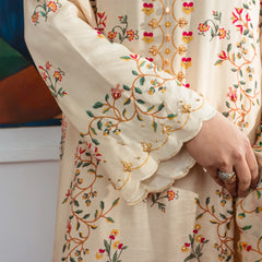 Lyra | Raw Silk 3 Piece | Hand-Embellished And Printed
