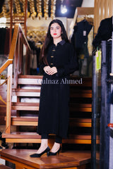 Black Shiny Fabric Designed With Silk