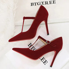 Red Bottoms Buckle Strap Shoes Fashion Pointed Toe Pumps Women Wedding Shoes