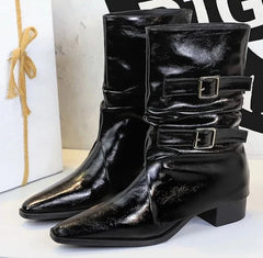 Pointed Fashion Women's Boots Retro Style Thick Heel Low Heel Medium Tube Women's Boots