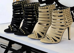 Rivet Roman Shoes, Retro Super High Heel Women's Shoes