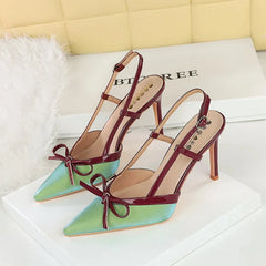 Bow Slim Heels High-End Women's Without Being Tired From Behind The Feet And Tripping Women's Singles Shoes