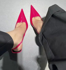 Women Neon Colors Pumps Sling back Sandals High Thin Heel Peep Toe Fetish Prom Shoes Streetwear