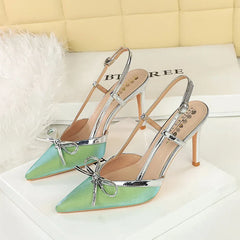 Bow Slim Heels High-End Women's Without Being Tired From Behind The Feet And Tripping Women's Singles Shoes