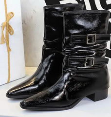 Pointed Fashion Women's Boots Retro Style Thick Heel Low Heel Medium Tube Women's Boots