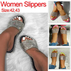 Slippers Roman Casual Women's Beach Flat Shoes Indoor & Outdoor Sandals Women Booties Slippers with Memory Foam Glittery Heels