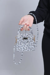 Shimmering Crystal Silver & White Bag (Medium)