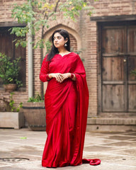 Ruby Red Saree – Noorangi – Silk