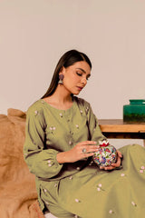 Gold Rose 2Pc Fully Embroidered Winter Dress