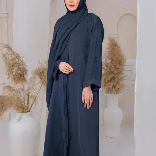 Navy Blue Textured Abaya