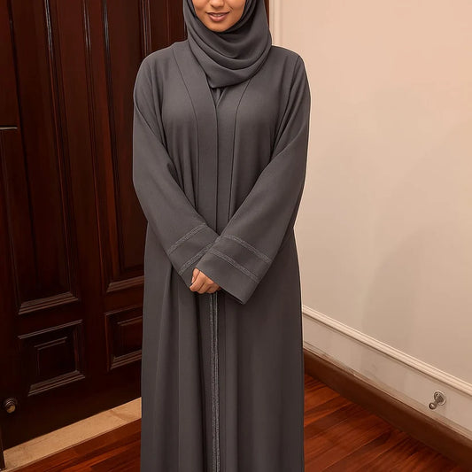 Grey Textured Abaya