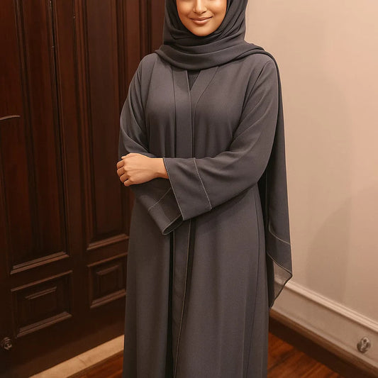 Grey Textured Abaya