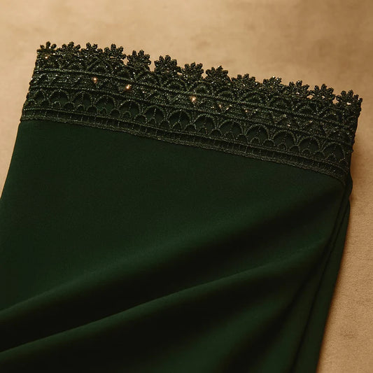 Dark Green Plain Korean Chiffon - Chaddar