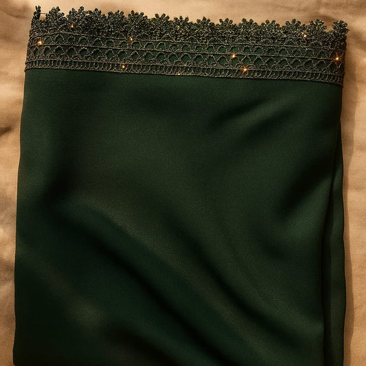 Dark Green Plain Korean Chiffon - Chaddar