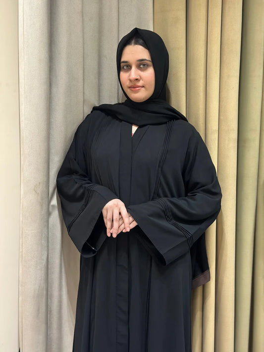 Black Formal Plated Abaya-101