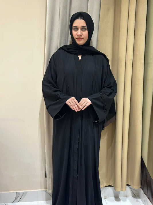 Black Formal Plated Abaya-101