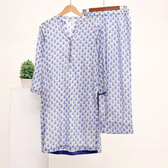 Blue Printed Lawn Coord Set